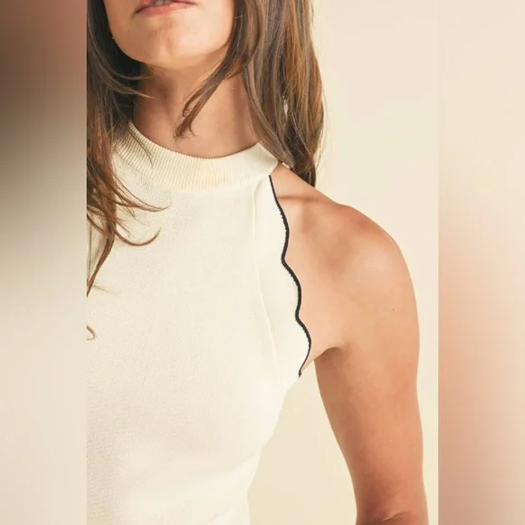 NWT Boutique Juliet Scalloped Sweater Knit 2-Piece Set – Cream/Black - Picture 8 of 12